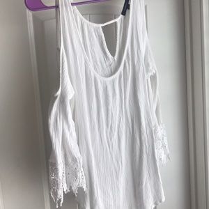 A white lacy T-shirt